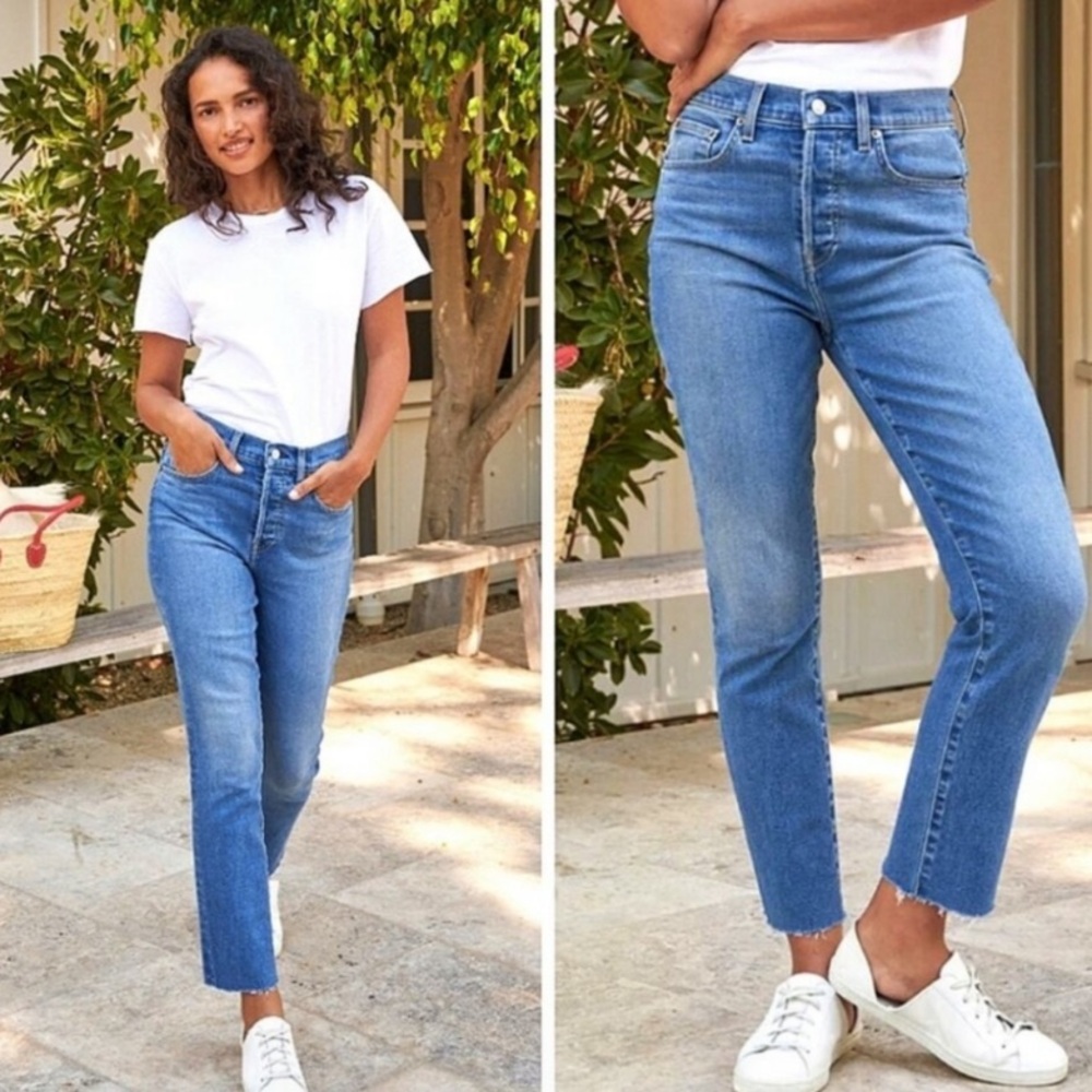Frank & Eileen 31 Cork Jeans Medium Light Wash Cut Off Antique Blue
